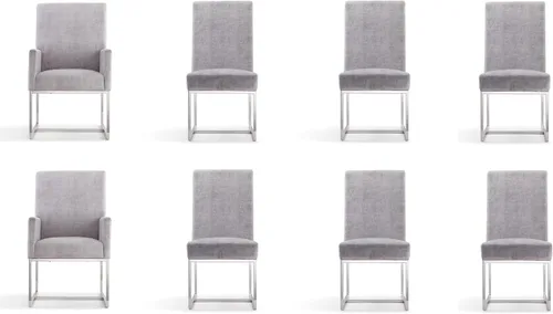 Vista 13 de Manhattan Comfort Element Mid Century - Silla de comedor tapizada moderna, juego de 6, color azul