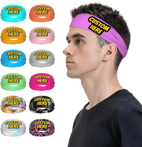 Vista 37 de Diadema deportiva personalizada para añadir cualquier foto texto, logotipo, personalizable, bandas elásticas que absorben la humedad para mujeres