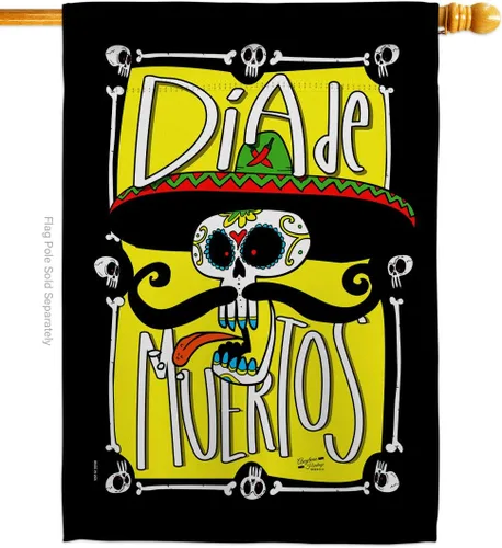 Vista 10 de Dia De Los Muertos Decoraciones Otoño Día de Muertos Decoración Habitación Hogar Mexico Mexicanos Ourdoor Interior Halloween Bandera Tapiz Césped