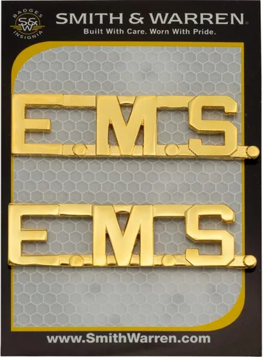 Vista 5 de Smith & Warren 1/2" E.M.S Letras Collar Rango Insignia Pin Oro Acabado Emergencia Servicio Médico Uniforme Pin