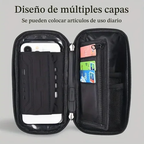 Vista 5 de WOLFILIST Soporte para teléfono de bicicleta EVA impermeable para marco frontal de bicicleta, bolsa de tubo superior para bicicleta, soporte