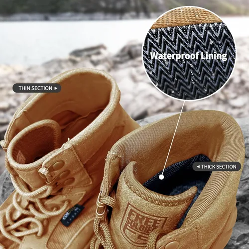 Vista 5 de FREE SOLDIER Waterproof Hiking Work Boots Men's Tactical Boots 6 Inches Lightweight Military Boots Breathable Desert Boots