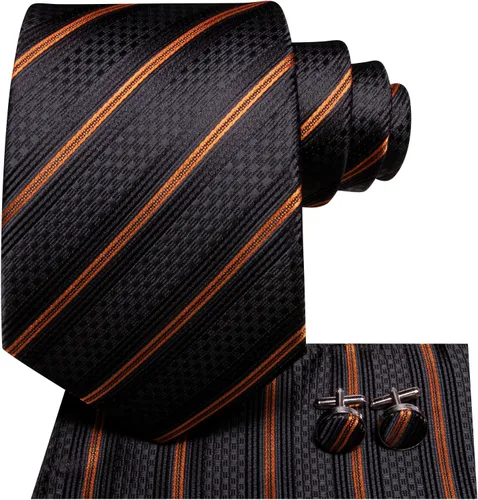 Vista 126 de Hi-Tie Corbatas de seda para hombre, diseño de cachemira a rayas, con bolsillo, gemelos cuadrados, conjunto formal de negocios