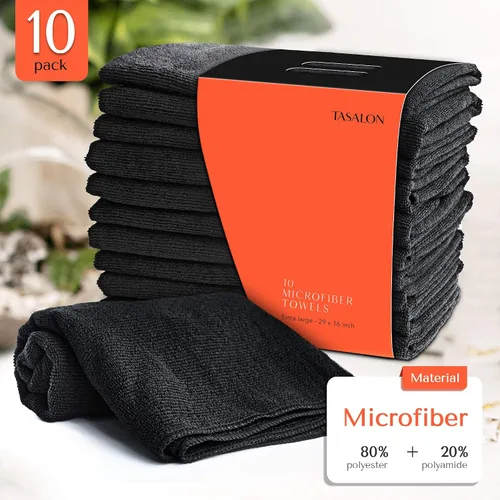 Vista 2 de TASALON Toalla de microfibra para el pelo para salón, paquete de 10, 29 x 16 pulgadas, toallas faciales de secado rápido y ultrasuaves con absorción