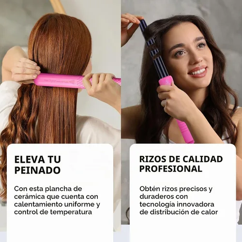 Vista 7 de HerStyler 3 en 1 Completo alisador y rizador Set - Rosa