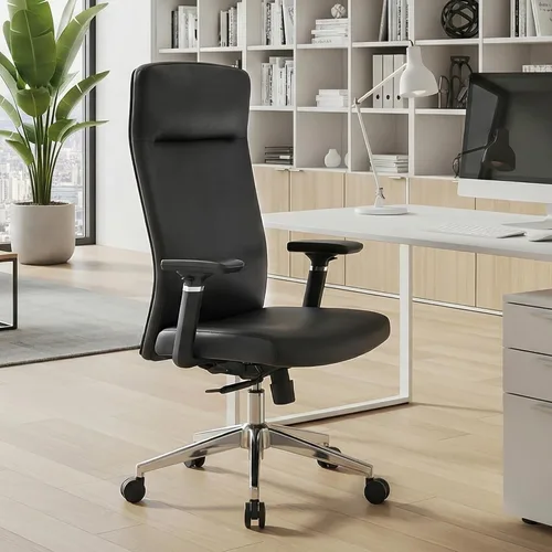 Vista 9 de EUREKA ERGONOMIC Eris - Silla de escritorio de cuero con respaldo alto, silla ejecutiva para computadora con reposabrazos ajustables 4D