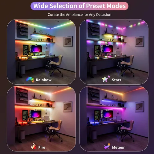 Vista 3 de PAUTIX Tira de luces LED RGB Smart IC COB, 6.56 pies/6.6 ft direccionable con certificación UL de 24 V, cinta flexible de color multicolor, funciona
