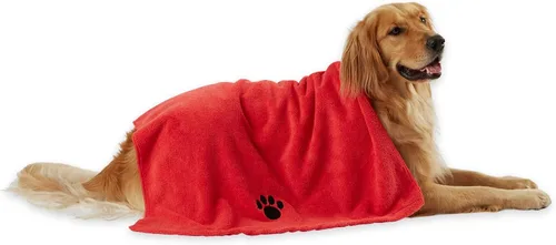 Vista 24 de Bone Dry Toalla de microfibra para aseo de mascotas, colección bordada, XL, 41 x 23.5 pulgadas, color verde lechuga (paquete de 2)