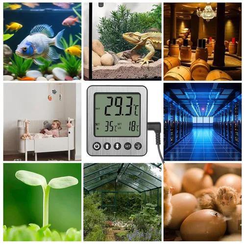 Vista 7 de 2 piezas Termómetro de Refrigerador Alarma de Congelador Termómetro Digital de Congelador Termómetro de Refrigerador con Sensor Extra Alarma de Negro