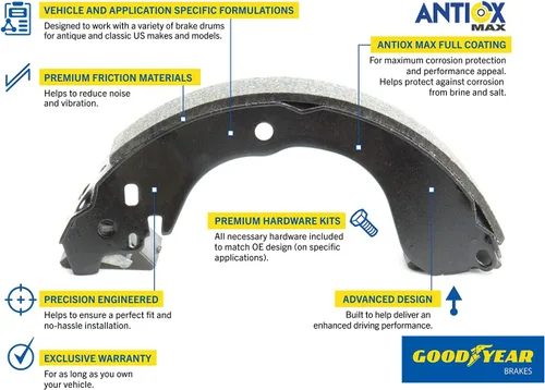 Vista 2 de Goodyear Frenos GYS705 Zapata de freno trasera premium para Ford Ranger 09-95; Mazda B2300 09-95, B2500 01-98, B3000 07-95, B4000 09-95