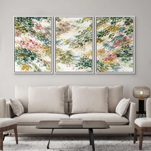 Vista 636 de SIGNWIN Lienzo enmarcado para pared, juego de arte neutro de bosque brumoso, ilustraciones en tono tierra, arte moderno, decorativo, bohemio