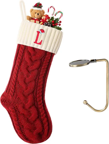 Vista 34 de Botas de Navidad personalizadas, iniciales personalizadas, 18 pulgadas, botas de Navidad tejidas con letras para colgar en la chimenea, botas