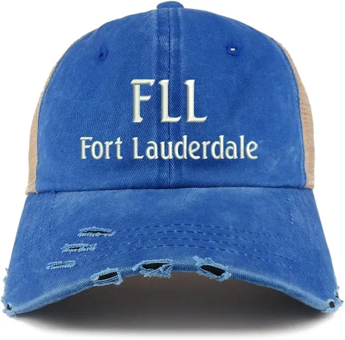 Vista 9 de Trendy Apparel Shop FLL Fort Lauderdale - Gorra de malla bordada con diseño de camionero deshilachado Marrón