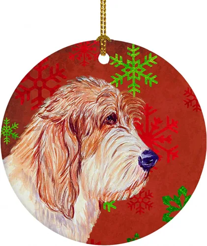Vista 34 de Caroline's Treasures Affenpinscher - Adorno de cerámica para colgar en el árbol de Navidad con copos de nieve rojos y verdes, para el hogar