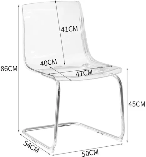 Vista 3 de Silla de comedor con respaldo transparente para el hogar, silla de acrílico de ocio de diseño minimalista, con respaldo de silla de acrílico