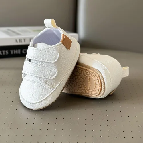 Vista 2 de QWZban Zapatos de bebé para niños y niñas, zapatillas de deporte con suela de goma antideslizante, para cuna de bebé, zapatos de vestir