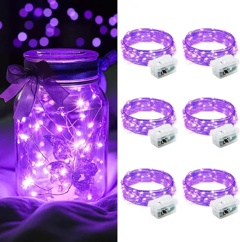 Vista 57 de AIKEI Paquete de 12 luces LED de hadas que funcionan con pilas, guirnaldas de luces impermeables de 7 pies, 20 luces LED de luciérnagas estrelladas