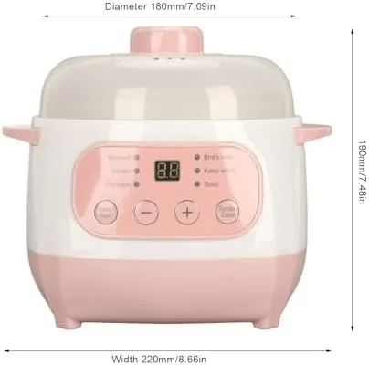 Vista 5 de ZJchao Olla eléctrica para estofado, 1 L, 200 W, eléctrica, inteligente, de cerámica, gachas de avena, mini olla de cocción lenta, antiquemaduras
