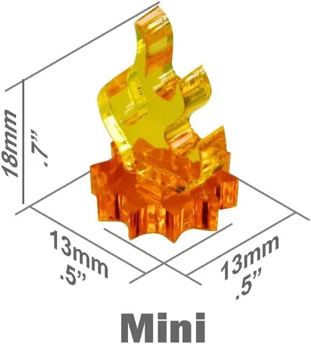 Vista 4 de LITKO Mini marcadores de llama Compatible con D&D y 40K Juego de 10 Llamas amarillas transparentes y base ámbar fluorescente
