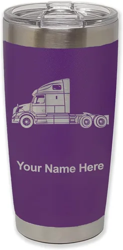 Vista 38 de LaserGram Taza aislada al vacío de 20 onzas, cabina de camión, grabado personalizado incluido (negro)