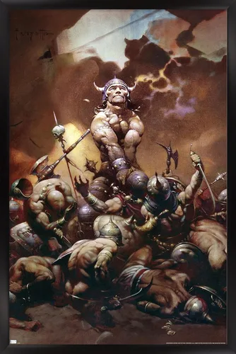 Vista 8 de Trends International Frank Frazetta - Póster de pared de destructor, 34 pulgadas de largo x 22.4 pulgadas, versión enmarcada en oro Versión