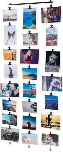 Vista 2 de You Have Space WAJER - Kit para colgar cuadros con 24 clips magnéticos para fotos, polaroides, manualidades y obras de arte para niños, color negro
