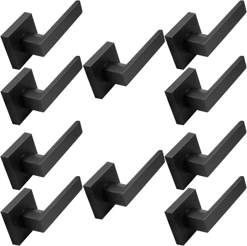 Vista 6 de Probrico Palancas Medias Ficticias Negro Mate, Pomos de Puerta Cuadrados que No Giran para Puertas de Mano Izquierda o Derecha, Manija de Puerta