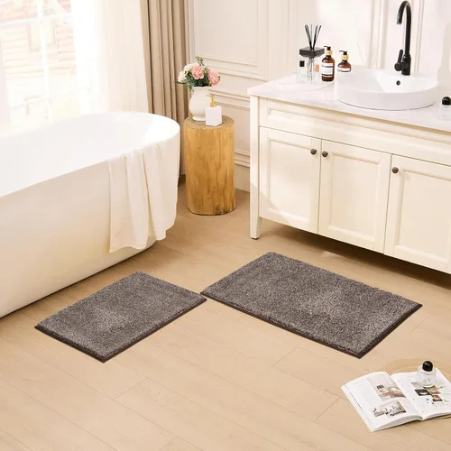 Vista 3 de CozeCube Tapetes de baño circulares de vellón para baño, esponjosos, absorbentes, de microfibra de secado rápido, antideslizantes, lavables