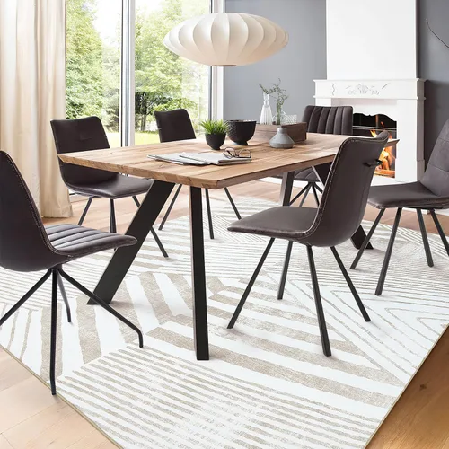 Vista 5 de GAOMON Alfombra lavable a máquina, rayas abstractas modernas, para sala de estar, dormitorio, comedor, entrada, 3 x 5 pies