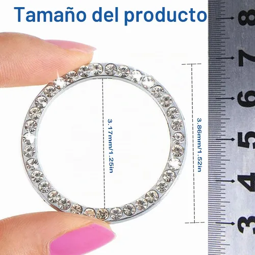 Vista 2 de 2 piezas brillantes para el botón de arranque del motor del automóvil, anillo de botón de arranque y parada de cristal con diamantes de imitación