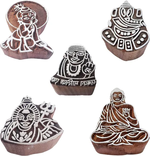 Vista 18 de Royal Kraft Sellos de impresión de madera de elefante (juego de 5) - DIY Henna tela textil papel arcilla cerámica bloques Htag2201