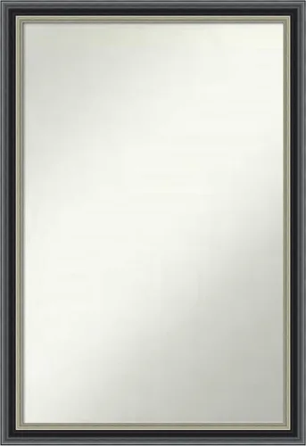 Vista 174 de Amanti Art Espejo de baño negro para sobre el fregadero, 23 x 23 pulgadas, espejo cuadrado negro Ashton, marco de madera tradicional mediano, se