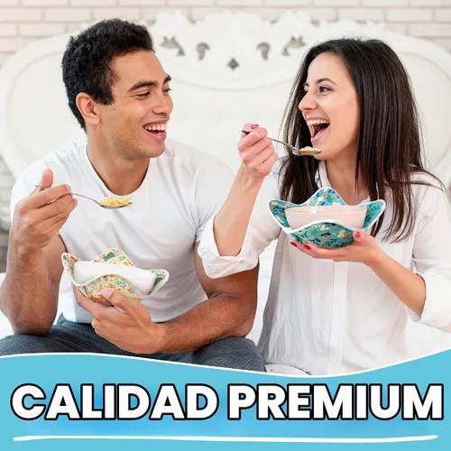 Vista 2 de Paquete de 6 cuencos para microondas acogedores con diseño floral - Juego de soportes para cuencos de sopa caliente