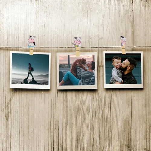 Vista 4 de COLLBATH Paquete de 5 clips de fotos de madera con cuerdas, soportes decorativos para fotos, manualidades y pancartas, clips compactos y colgantes