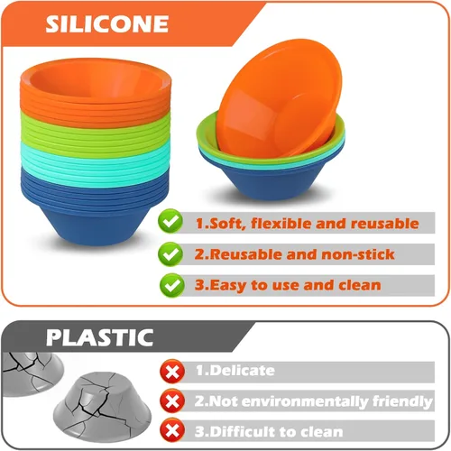 Vista 3 de Webake 24 Piezas Molde de Silicona para Puto Filipino de Tamaño Mediano, 7 cm Molde de Hornear para Puto Reutilizable, Libre de BPA y Antiadherente