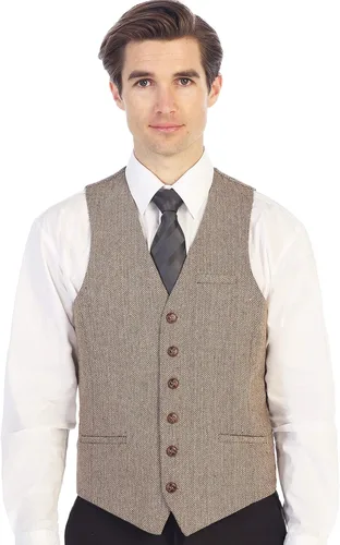 Vista 78 de Gioberti Chaleco de tweed formal de 6 botones para hombres