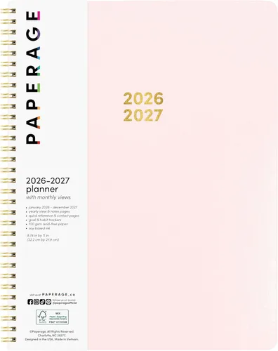 Vista 12 de PAPERAGE Planificador mensual y anual de 2 años, 24 meses (enero 2026 - diciembre 2027), 8.5 x 11 pulgadas, Planificador espiralado 2026-2027