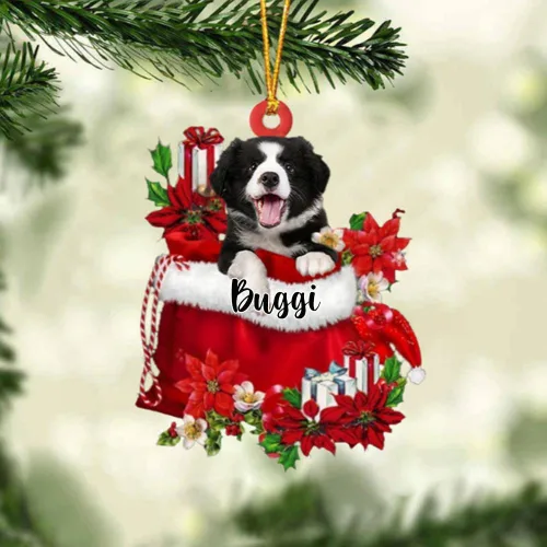 Vista 126 de Perro Akita Inu personalizado en bolsa de regalo, adorno de Navidad, nombre personalizado, regalo para amantes de los perros, familia, Navidad