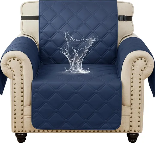 Vista 39 de XINEAGE Funda impermeable para sillón, funda para sofá de 1 plaza con correas elásticas y bolsillos, triple protección antideslizante, lavable