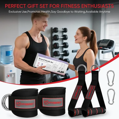 Vista 6 de FitBeast Ankle Straps for Cable Machines Women, Gym Ankle Straps & Handles Ankle Strap and Gym Handles, Glute Kickback Ankle Strap for Resistance