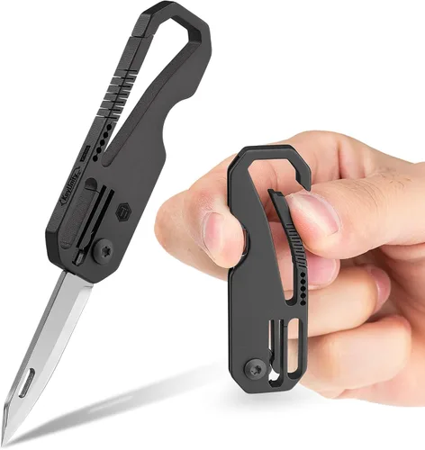 Vista 9 de KeyUnity KK08 EDC Cuchillo plegable de titanio con mosquetón para llevar a diario (KK08)
