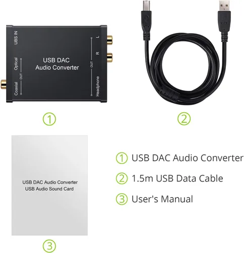 Vista 7 de LiNKFOR Convertidor de conector de auriculares coaxial USB a SPDIF RCA y conector de auriculares de 0.138 in - Adaptador de audio óptico - PCM