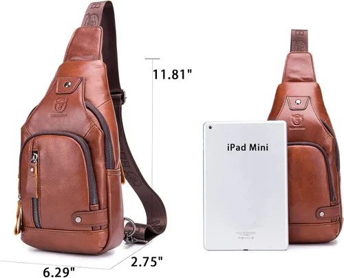 Vista 2 de LUKZIJAES Bolso bandolera de cuero genuino para hombre