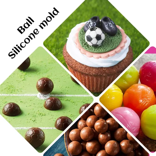 Vista 2 de 2 moldes de silicona para caramelos de bolas de goma de 188 cavidades, para fútbol, baloncesto, béisbol, rugby, para chocolate, fondant, dulces