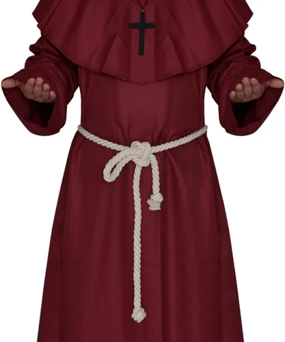 Vista 2 de Bata de monje medieval, bata de sacerdote, capa de disfraz de Halloween
