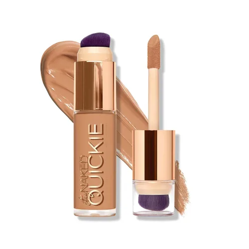 Vista 22 de Urban Decay Quickie Corrector impermeable de cobertura completa 24 horas, acabado mate natural, vitamina E hidratante, cepillo de pulido de doble