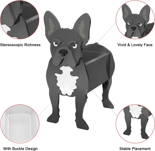 Vista 3 de XOOFMASS Lindas macetas de perro para plantas al aire libre, macetas de madera para perros, macetas en forma de perro, macetas para suculentas