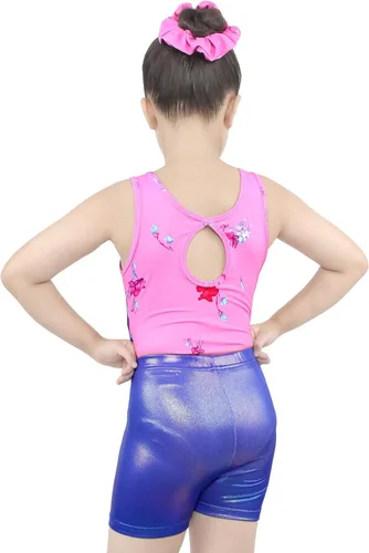 Vista 3 de JOYSTREAM Leotardos de gimnasia para niñas con pantalones cortos brillantes para bailar ballet
