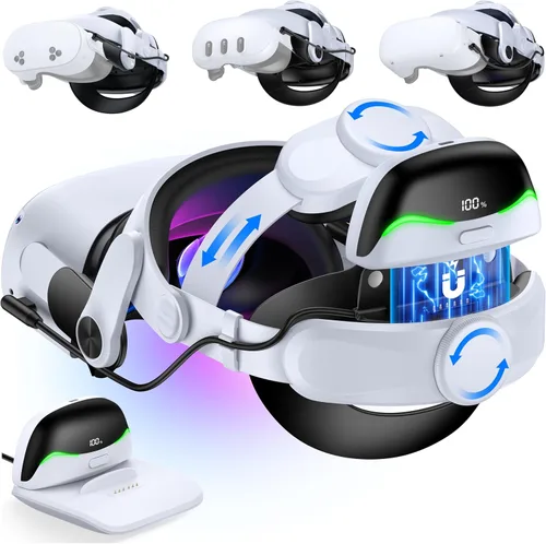 Vista 11 de Kawaye Head Strap for Meta Quest 3S/3/2, 6700mAh Hot-Swap Batteries for Oculus Head Strap Extend 2-3Hrs,Dual Dial Adjustable VR Headset Strap for