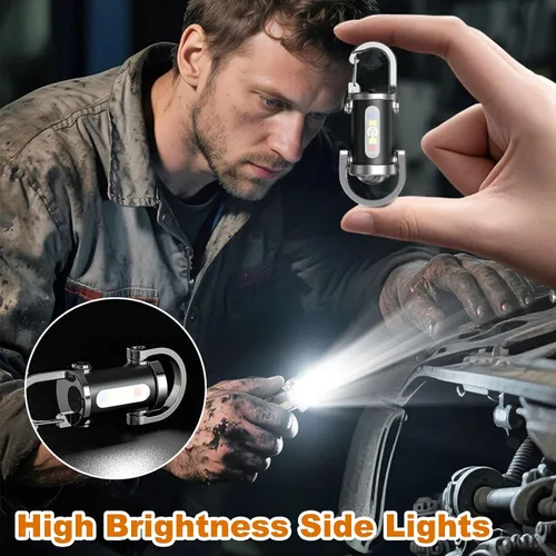 Vista 7 de 2 mini linternas de llavero, linterna recargable USB brillante portátil con múltiples modos de luz impermeables para senderismo, campamento, caminar